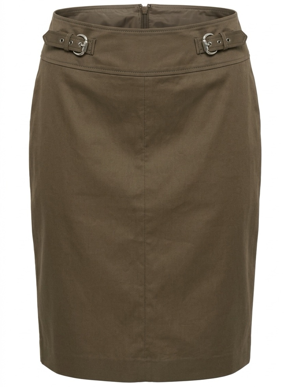 Gucci | Tom Ford Era Olive Green High-Waist Pencil Skirt with Buckle Detail
